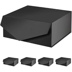 PACKQUEEN 5 White Gift Boxes, 9x6.5x3.8 Inches Gift boxes for Presents with Lids, Bridesmaid Proposal Boxes, Magnetic Closure Rectangle Collapsible Boxes for Gift Packaging (Matte White)