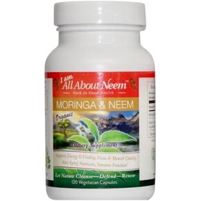 Moringa 400 mg and Neem Leaf 500 mg Capsules - 120 Count Fresh Organic