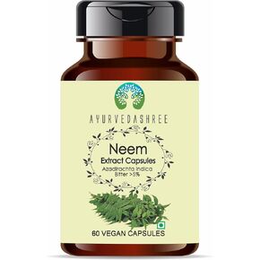Neem Extract 500mg - 60 Vegetarian Capsules | Azadirachta Indica | All Natural | 100% Vegan | Gluten-Free | GMP Certified.