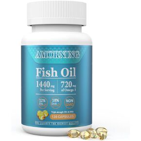 Fish-Oil Omega3-EPA DHA-Supplement Burpless-Softgels - 120Capsules 1440 mg per Serving Mini Size Healthy Heart Support Fatty Acids Supplement Helps Maintain Healthy Triglyceride Levels
