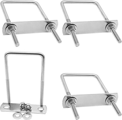 4PCS M6x50x100mm Stainless Steel Square U-Bolt Tie Down U Bolt with Frame Plate、Washer and Nuts in Saudi Arabia