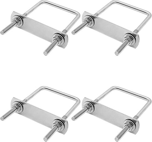 4PCS M6x50x100mm Stainless Steel Square U-Bolt Tie Down U Bolt with Frame Plate、Washer and Nuts in Saudi Arabia
