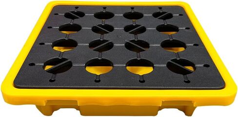 Drum Spill Containment Platform Yellow and Black Modular Spill Containment Pallet with Drain, 26.4 x 26.4 x 6 Inches，1 Drum Capacity in Kuwait