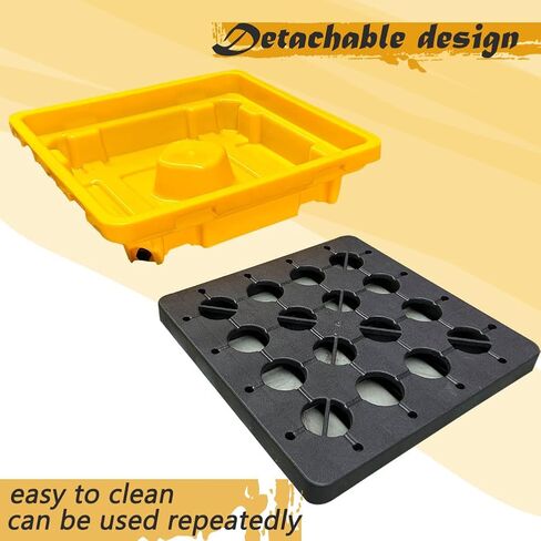 Drum Spill Containment Platform Yellow and Black Modular Spill Containment Pallet with Drain, 26.4 x 26.4 x 6 Inches，1 Drum Capacity in Kuwait