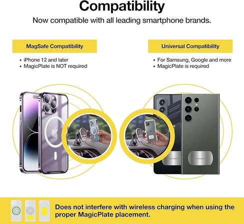 Scosche MPQ5DV-XTSP MagicMount Pro Charge5 15W Wireless Charging MagSafe Car Mount، حامل هاتف مغناطيسي للوحة القيادة / فتحة التهوية المتوافقة مع iPhone 16/15/14/13/12 Pro/Pro Max/Plus، حافظة MagSafe والمزيد in Kuwait