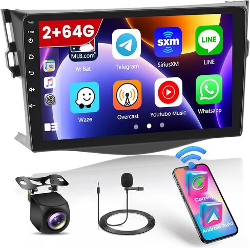 لراديو Toyota RAV4 2006-2012، Roinvou 2+32G Android 11 CarPlay Car Stereo مع Android Auto 9 بوصة شاشة لمس بلوتوث مستقبل صوت السيارة يدعم وصلة المرآة GPS WiFi SWC كاميرا احتياطية RDS DSP in Kuwait