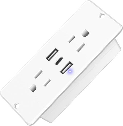 HHSOET 5 in 1 Recessed Power Strip Flat Plug, 20W Fast Charging Furniture Outlet with USB, Conference Recessed Socket with 2 AC Plugs, 2 USB Ports 1 USB-C, 6ft Power Cord. (Black) in Kuwait