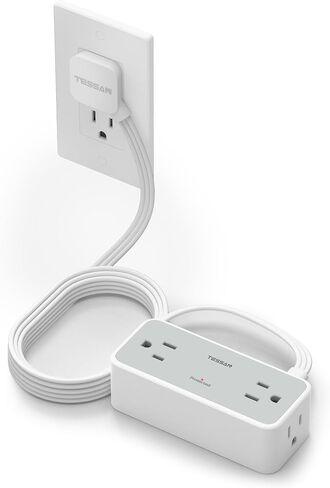 سلك تمديد مسطح بطول 5 أقدام، شريط طاقة TESSAN Surge Protector مع 4 منافذ تيار متردد متباعدة على نطاق واسع، حماية من زيادة التيار 900 جول، محطة شحن مكتبية مسطحة رفيعة للغاية لأساسيات النوم في المكتب المنزلي in Kuwait