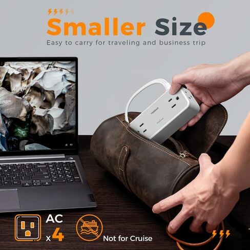 سلك تمديد مسطح بطول 5 أقدام، شريط طاقة TESSAN Surge Protector مع 4 منافذ تيار متردد متباعدة على نطاق واسع، حماية من زيادة التيار 900 جول، محطة شحن مكتبية مسطحة رفيعة للغاية لأساسيات النوم في المكتب المنزلي in Kuwait