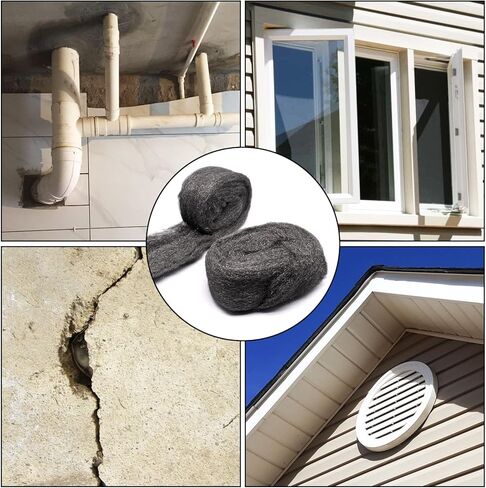 قطعتان من الصوف الفولاذي للتحكم في الفئران، فلتر فجوة حشو فتحة الفأرة 3 × 10 قدم للمنزل والمرآب in Kuwait