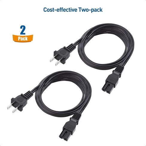 Cable Matters 2-Pack Polarized Power Cord, NEMA 1-15P to IEC C7, 6ft in Kuwait