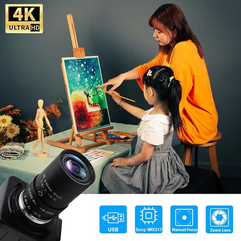 SVPRO 4K Webcam with Zoom Lens, HD Manual Focus 4K 30fps Close-up Camera with 2.8-12mm Varifocal Lens, 4X Optical Zoom External PC Camera for Windows, Linux, Android, Mac OS, Raspberry Pi in Kuwait