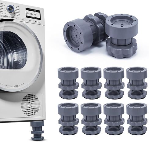 Anti Vibration Pad for Washing Machine Support Adjustable, Rubber Washer Dryer Non Slip Shock Noise Cancelling Foot Mat, Anti-Walking Stabilizer Refrigerator Support Pad Pedestals (Grey Set of 8) in Saudi Arabia