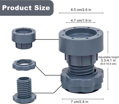 Anti Vibration Pad for Washing Machine Support Adjustable, Rubber Washer Dryer Non Slip Shock Noise Cancelling Foot Mat, Anti-Walking Stabilizer Refrigerator Support Pad Pedestals (Grey Set of 8) in Saudi Arabia