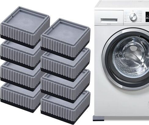 Anti Vibration Pad for Washing Machine Support Adjustable, Rubber Washer Dryer Non Slip Shock Noise Cancelling Foot Mat, Anti-Walking Stabilizer Refrigerator Support Pad Pedestals (Grey Set of 8) in Saudi Arabia