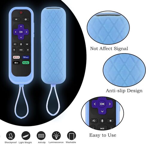 2Pack Roku Remote Cover with Tracker | Roku Remote Covers | Onn Roku Remote | Roku Express 4K+ | Hisense Roku TV | TCL Roku Glow in The Dark in Kuwait