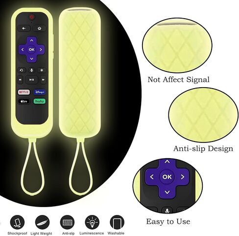 2Pack Roku Remote Cover with Tracker | Roku Remote Covers | Onn Roku Remote | Roku Express 4K+ | Hisense Roku TV | TCL Roku Glow in The Dark in Kuwait