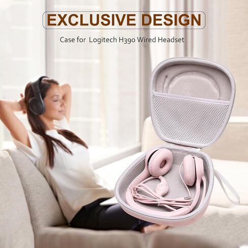 Headset Headphone Case Compatible with Logitech H390, H430, H570e, Zone 300, Zone 301 or JLab Go Work, JIAMQISHI, EAGLEND Headset, Black+Gray(Case Only) in Kuwait