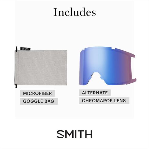 SMITH Squad XL Goggles with ChromaPop Lens – Performance Snowsports Goggles with Replaceable Lens for Skiing & Snowboarding – For Men & Women with Larger Faces – Black + Everyday Red Mirror Lens in Kuwait