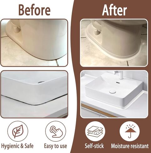 Caulk Tape, Toilet Caulk Strip, Toilet Sealer Around Toilet Base, Caulk Tape Waterproof Self Adhesive, Traditional Caulking Replacement, Caulking Tape for Bathroom, Bathtub, Floor Wall Edge Protector in Saudi Arabia