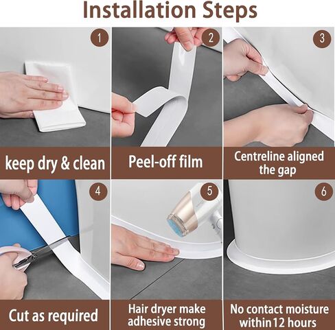Caulk Tape, Toilet Caulk Strip, Toilet Sealer Around Toilet Base, Caulk Tape Waterproof Self Adhesive, Traditional Caulking Replacement, Caulking Tape for Bathroom, Bathtub, Floor Wall Edge Protector in Saudi Arabia