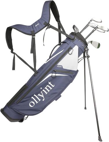 4 Way Divider Golf Stand Bag, Portable Golf Club Bags with Dual Straps, Lightweight Golf Carry Bag Includes Multiple Pockets, Rain Hood and Dust Cover, Blue in Saudi Arabia