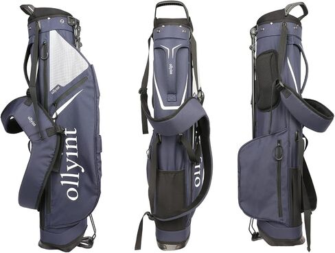 4 Way Divider Golf Stand Bag, Portable Golf Club Bags with Dual Straps, Lightweight Golf Carry Bag Includes Multiple Pockets, Rain Hood and Dust Cover, Blue in Saudi Arabia