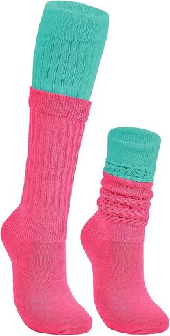 Komorebi Slouch Socks Womens Leg Warmers Cotton Knee High Socks Soft Knit Boot Socks Colorful Scrunch Socks Size 9-11 in Kuwait