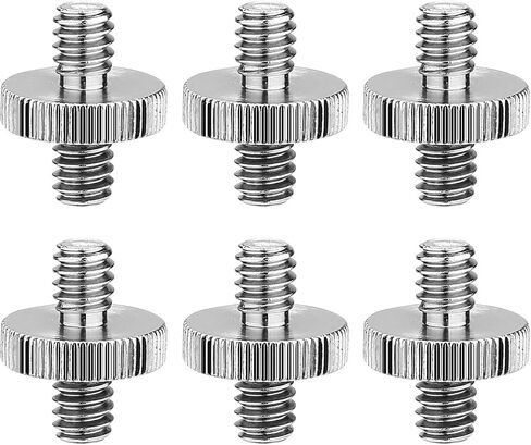 6 Pack International Standard 1/4"-20 Male to 1/4"-20 Male Threaded Tripod Screw Adapter Standard Tripod Mounting Thread Camera Screw Adapter Converter,Precision Made in Saudi Arabia