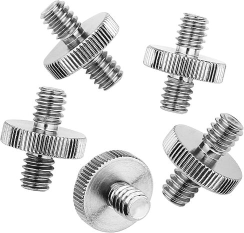 6 Pack International Standard 1/4"-20 Male to 1/4"-20 Male Threaded Tripod Screw Adapter Standard Tripod Mounting Thread Camera Screw Adapter Converter,Precision Made in Saudi Arabia