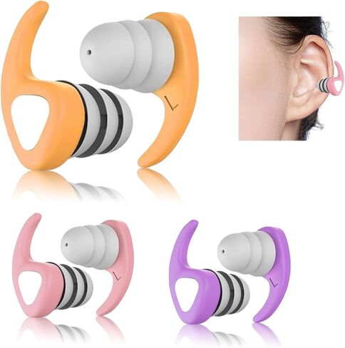 3 Pairs Swimming Ear Plugs, Waterproof Swim Ear Plugs Reusable Silicone Earplugs for Swimming, Diving, Pool, Showering Surfing Kayaking, Recommended for 14 Years Olds up in Saudi Arabia