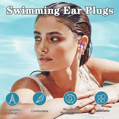 3 أزواج من سدادات أذن السباحة، سدادات أذن للسباحة مقاومة للماء وسدادات أذن من السيليكون قابلة لإعادة الاستخدام للسباحة والغوص وحمام السباحة والاستحمام وركوب الأمواج والتجديف، يوصى بها للأطفال بعمر 14 عامًا فما فوق in Kuwait