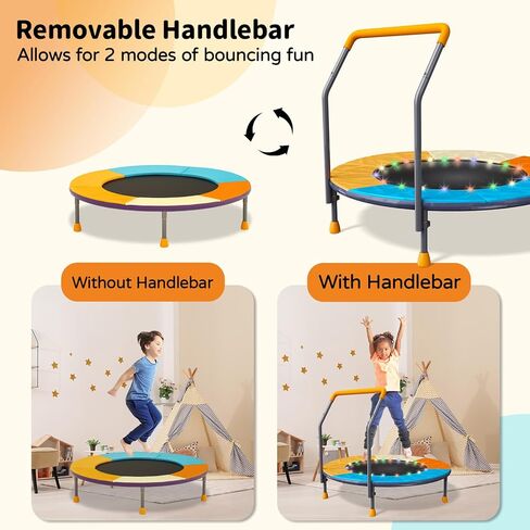 ترامبولين قابل للطي بطول 3أقدام للأطفال، ترامبولين صغير مقاس 91.44 سم مع إضاءة LED وموسيقى، ترامبولين ترفيهي للياقة البدنية في الأماكن المغلقة والخارجية مع مقود، بساط قفز للأطفال الصغار قابل لضبط الارتفاع، بحد أقصى 150 رطل in Kuwait
