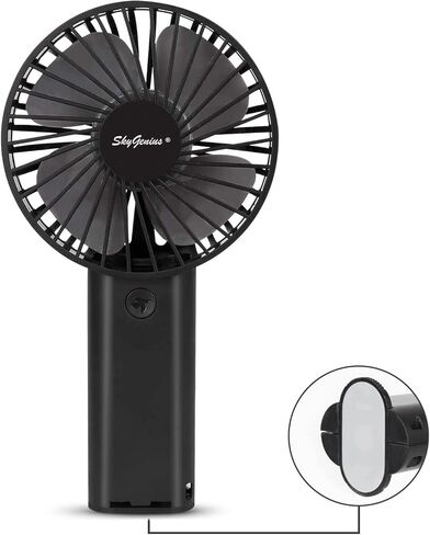 مروحة SkyGenius المحمولة المحمولة، بطارية قابلة لإعادة الشحن بقدرة 4000 مللي أمبير في الساعة/مروحة تبريد صغيرة تعمل عبر USB للمنزل والمكتب والسفر باللون الأسود in Kuwait