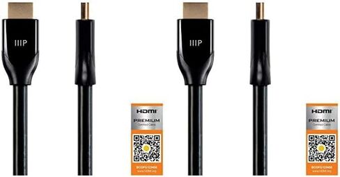 كابل HDMI ممتاز معتمد من Monoprice 115428 - 6 أقدام - أسود، 4K@60 هرتز، HDR، 18 جيجابت في الثانية، 28AWG، YUV 4:4:4، دفق فيديو مزدوج، متوافق مع مشغل DVD (عبوة من قطعتين) in Kuwait