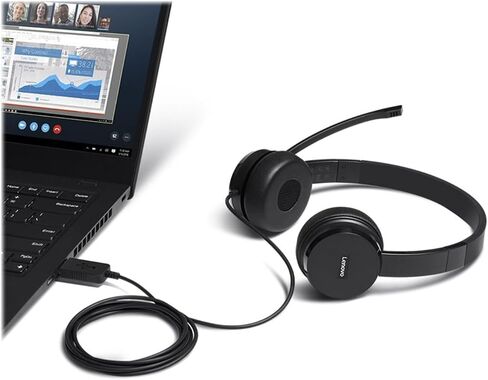 لينوفو سماعة راس ستيريو بمنفذ USB 100 in Saudi Arabia