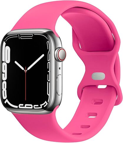JXGM Compatible with Apple Watch Bands 38mm 40mm 41mm 42mm 44mm 45mm,Soft Silicone Sport Wristbands Replacement Strap for iWatch Series SE 7 6 5 4 3 2 1 Sport Edition for Women Men, Black, Classic01 in Kuwait