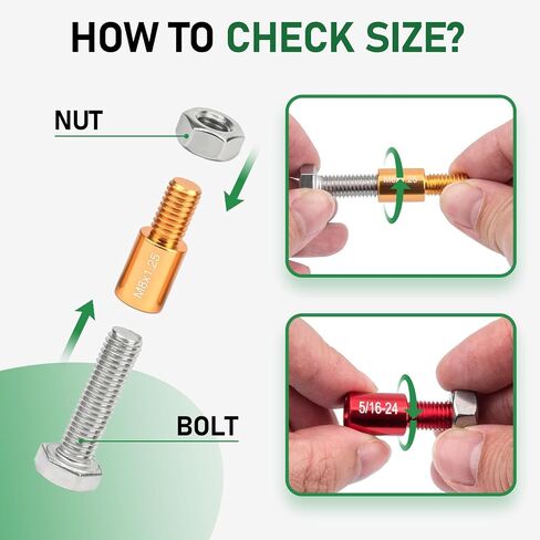 FOLIV 47PCS Nut and Bolt Thread Checker, Thread Gauge SAE and Metric, 26 SAE & 21 Metric for Quickly Checking Bolt Size and Thread, Red & Gold Color in Saudi Arabia