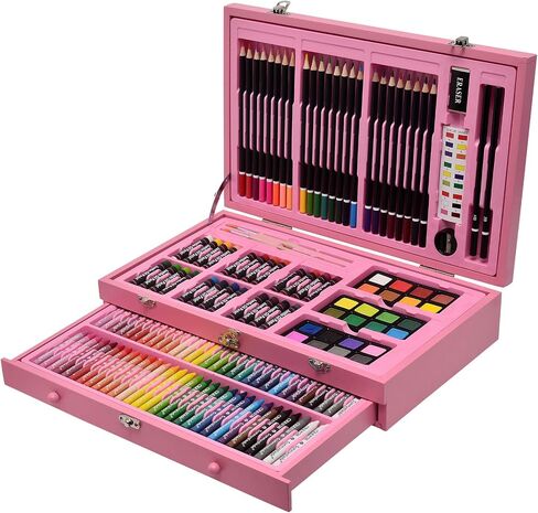 Sunnyglade 145 Piece Deluxe Art Set Wooden Art Box & Drawing Kit Cherry in Kuwait