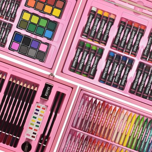 Sunnyglade 145 Piece Deluxe Art Set Wooden Art Box & Drawing Kit Cherry in Kuwait