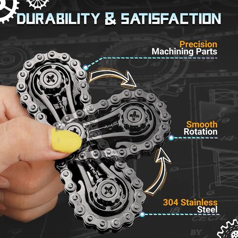Sprocket Fidget Chain Bike Spinner Toy for Kids Adults, Christmas Stocking Stuffer for boy Man, EDC Novelty Hand Finger Spinner Desk Toy for Stress Relief, Cool Halloween Party Favor in Kuwait