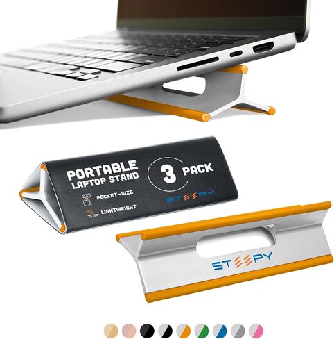 Steepy Portable Laptop Stand for Desk Adjustable Height, 13-17 Inch Devices | Laptop Holder - Computer Stand for Cooling, Foldable, Portable, Ergonomic, Comfort, Slip-Proof, Sturdy Design, Universal Fit in Kuwait