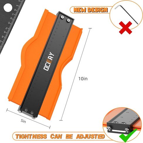 مقياس محيطي (10 بوصة) قفل قابل للتعديل، أدوات وتحسين المنزل، أدوات النجارة، أداة قياس، هدايا عيد الميلاد للرجال ملف تعريف قابل للتعديل للنسخ الدقيق للأشكال غير المنتظمة (أحمر) in Kuwait