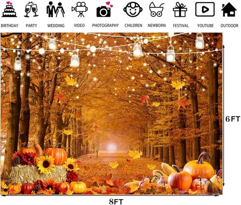 LTLYH 7x5ft خلفية غابة الخريف الخريف عيد الشكر خلفية غابة القيقب يترك الأصدقاء حفلة راية خلفية لوازم مزرعة الحصاد الحدث صورة خلفية 185 in Kuwait
