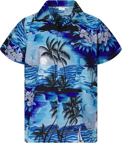KING KAMEHA Funky Hawaiian Shirt, Shortsleeve, Surf, Yellow Brownish, XL in Saudi Arabia
