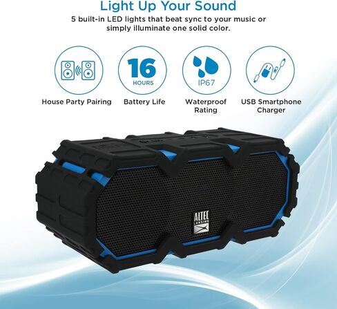 Altec Lansing LifeJacket Mini - Waterproof Bluetooth Speaker with Lights, Portable Wireless Speaker for Pool, Beach, Hiking, Sports, Camping, 16 Hour Playtime, Floats in Water in Saudi Arabia