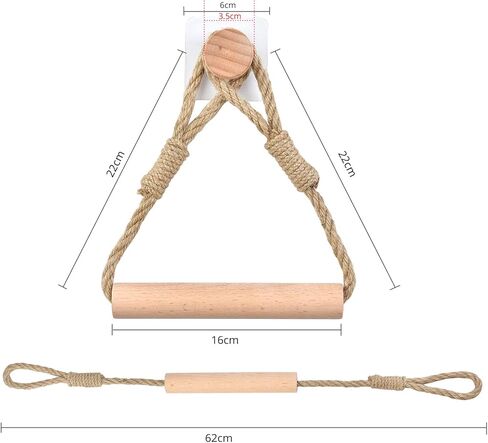 Industrial Wall-Mounted Towel Rack Bath Towel Ring - Toilet Paper Holder, Natural Jute Rope, Wood, Heavy Duty, Solid, Bathroom Accessories in Saudi Arabia
