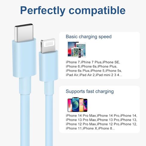 iPhone Fast Charger Lightning Cable [MFi Certified] 2-Pack USB-C to Lightning Cable (6.6Ft) Fast Charging Compatible with iPhone14/14 Plus/14 Pro/14 Pro Max/13/13pro/12/12 Pro/12 Pro/iPad(Pink) in Kuwait