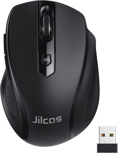Wireless Mouse, 2.4G Ergonomic Computer Mouse with USB Receiver, 5 Adjustable DPI Levels, Mobile 2400DPI USB Mouse for Laptop Chromebook Notebook MacBook Computer, Black in Saudi Arabia