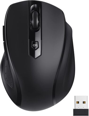 Wireless Mouse, 2.4G Ergonomic Computer Mouse with USB Receiver, 5 Adjustable DPI Levels, Mobile 2400DPI USB Mouse for Laptop Chromebook Notebook MacBook Computer, Black in Saudi Arabia